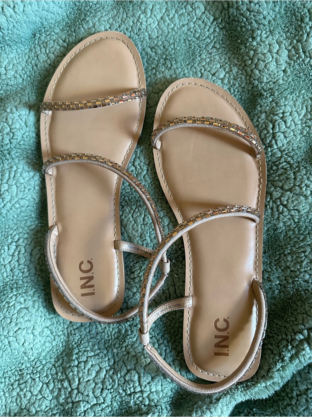 INC International Concepts Nude Metallic-Strap Women's Sandals